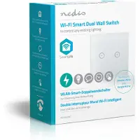 Nedis SmartLife Lichtschakelaar – WiFi – Dubbel – 1000W – Glas – Wit