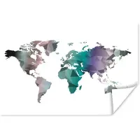 PosterMonkey Muurdecoratie - Wereldkaart - Abstract - Kleuren - Kids - Jongens - Meiden - 150x100 cm - Poster - Poster Kinderkamer