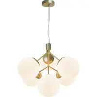 Nordlux 6 Lichts Hanglamp Ivona Goud Met Wit Glas