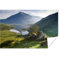 PosterMonkey Poster Fantastisch uitzicht over Snowdonia met mooie bergen en een mooi meer in Wales - 120x80 cm
