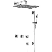 Hotbath Gal IBSGL70 inbouw regendoucheset met staafhanddouche aan glijstang en 27x40cm rechthoekige hoofddouche aan 40cm wandarm chroom