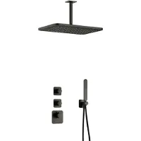 Hotbath Gal IBS40BGP High Flow inbouwdouche met plafondbuis en 27x40cm hoofddouche geborsteld gunmetal PVD