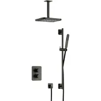 Hotbath Gal IBS40ABGP inbouwdouche met plafondbuis en glijstang geborsteld gunmetal PVD