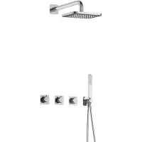 Hotbath Gal IBSGL70 inbouw regendoucheset met staafhanddouche aan houder en 22cm vierkante hoofddouche aan 40cm wandarm chroom
