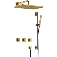 Hotbath Gal IBSGL70BBP inbouwdouche met glijstang en 27x40cm hoofddouche geborsteld messing PVD