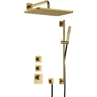 Hotbath Gal IBS40BBP High Flow inbouwdouche met glijstang en 27x40cm hoofddouche geborsteld messing PVD