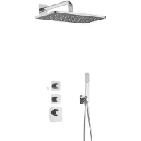 Hotbath Gal IBS40 High Flow inbouw regendoucheset met staafhanddouche aan houder en 27x40cm rechthoekige hoofddouche aan 35cm wandarm chroom