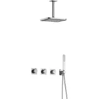 Hotbath Gal IBSGL70 inbouw regendoucheset met staafhanddouche aan houder en 22cm vierkante hoofddouche aan 15cm plafondarm chroom