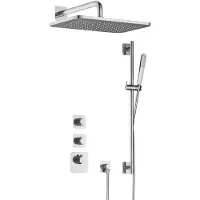 Hotbath Gal IBS40 High Flow inbouw regendoucheset met staafhanddouche aan glijstang en 27x40cm rechthoekige hoofddouche aan 35cm wandarm chroom