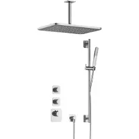 Hotbath Gal IBS40CR High Flow inbouwdouche met plafondbuis, glijstang en 27x40cm hoofddouche chroom