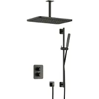 Hotbath Gal IBS40ABGP inbouwdouche met plafondbuis, glijstang en 27x40cm hoofddouche geborsteld gunmetal PVD