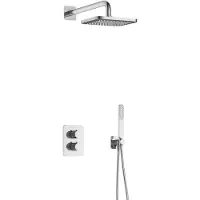 Hotbath Gal IBS40A inbouw regendoucheset met staafhanddouche aan houder en 22cm vierkante hoofddouche aan 35cm wandarm chroom