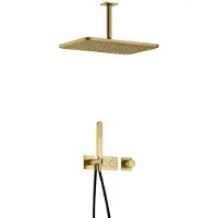 Hotbath Gal IBS41BBP inbouwdouche met plafondbuis en 27x40cm hoofddouche geborsteld messing PVD