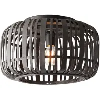 Brilliant Woodrow - Plafondlamp - E27 max 1x60W - Hout/Zwart