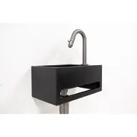 Saniclear Bali fonteinset rechts met mat zwarte fontein en gebogen kraan in verouderd ijzer - gunmetal