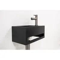 Saniclear Bali fonteinset rechts met mat zwarte fontein en kraan in verouderd ijzer - gunmetal
