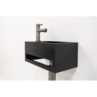 Saniclear Bali fonteinset links met mat zwarte fontein en kraan in verouderd ijzer - gunmetal