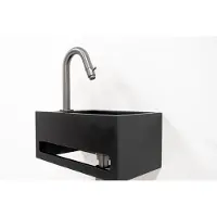 Saniclear Bali fonteinset links met mat zwarte fontein en gebogen kraan in verouderd ijzer - gunmetal