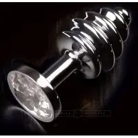 Dolce Piccante Geribbelde Buttplug met Siersteen - Transparant