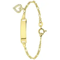 Lucardi Meisjes Armbandje met hanger met plating - Hart - Zirkonia - Cadeau - Echt Zilver - Goudkleurig