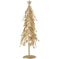 J-Line Kerstboom Op Voet Blaadjes Metaal Goud Small