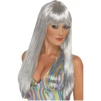 Smiffy Disco Pruik Zilver Glitter