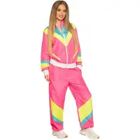 Muovijalelu trainingspak Retro Babe dames polyester neonroze