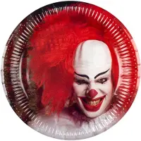 Partyking feestborden horrorclown 23 cm 6 stuks