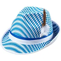 Widmann Oktoberfest gleufhoed met veer blauw wit