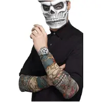 Smiffys 2x Tattoo sleeves Day of the Dead voor volwassenen - Verkleed accessoires