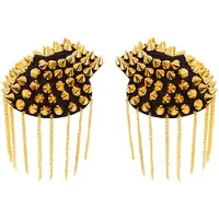 Partyxplosion Epaulettenkapje met spikes goud (zwart en goud)