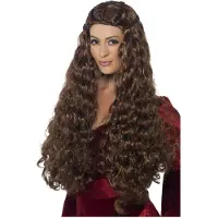 Smiffys Middeleeuwse pruik bruin luxe (bruin)