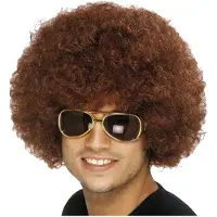 Smiffys Mooie bruine pruik 70s Funky Afro Vincent
