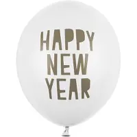 Party Deco Happy New Year Ballonnen Pastel Puur Wit (6st)