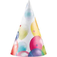 Amscan feesthoedjes ballonnen 8 stuks
