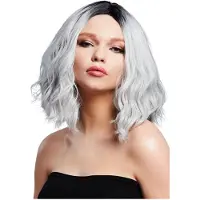 Partyking - Cara Two Toned Blend Ice Silver Pruik - Zilverkleurig