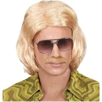Widmann Pruik 70's dandy blond met snor (blond)