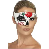 Smiffys Oogmasker Day of the dead - half masker - volwassenen - Dia de los muertos sugarskull Halloween