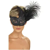 Smiffys Dressing Up & Costumes | Headwear - Ornate Colombina Feather Mask