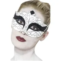 Smiffys Zwaan oogmasker wit met zwart