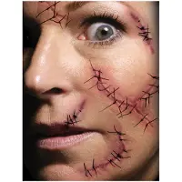 Fancydresswarehouse Wond tattoo stapled and stitched (naturel en rood)