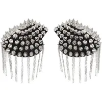 Partyxplosion Epaulettenkapje met spikes zilver (zwart en goud)