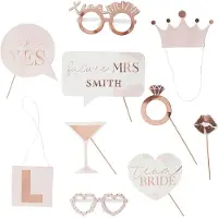 Ginger Ray Photobooth Props ‘Team Bride’ Rosé Goud - 10 stuks