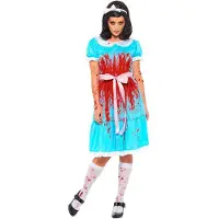 Smiffys Bloederig zombie killer jurkje Heidi in blauw
