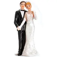 Party Deco Trouwfiguurtje/caketopper bruidspaar - bruid en bruidegom klassiek - Bruidstaart figuren - 13 cm - Taartdecoraties