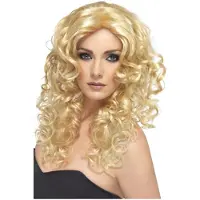 Smiffys Mooie blonde pruik Glamour met lange blonde krullen
