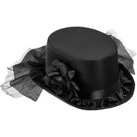 Widmann - Middeleeuwen & Renaissance Kostuum - Deftige Hoge Hoed Dames Cornelia - Zwart - Halloween - Verkleedkleding