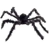 Smiffys Jumbo zwart behaarde spin met oplichtende ogen 102cm