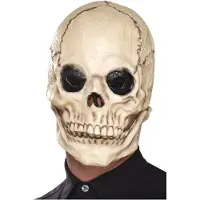 Smiffys Skull skeleton masker (grijs / zwart)