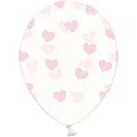 Party Deco Partydeco - Ballonnen clear hartjes roze 6 stuks